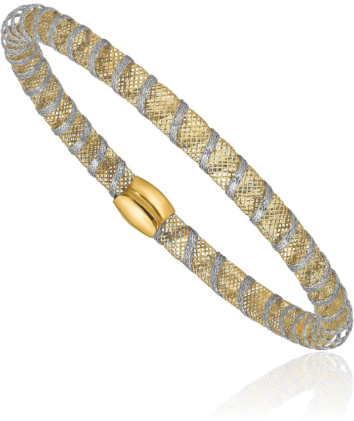 14K Solid Yellow Gold Wrapped Stretch Bangle Bracelet