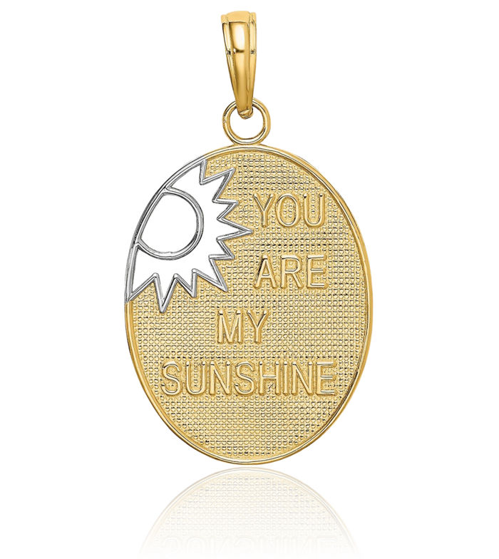 14K Solid Yellow Gold You Are My Sunshine Sun Necklace Pendant Sunburst Charm Celestial Jewelry