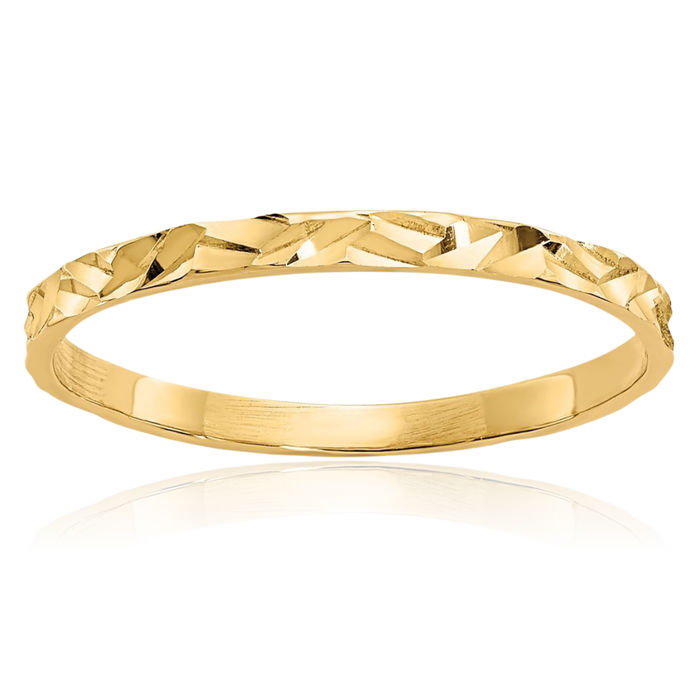 14K Solid Yellow Gold Zig Zag Band Ring