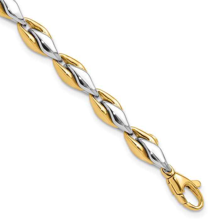 14K Solid Two Tone Gold Chain Bracelet