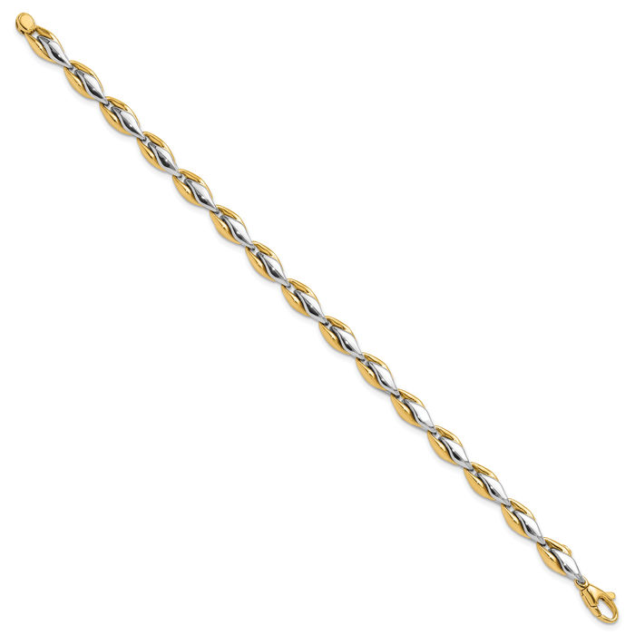 14K Solid Two Tone Gold Chain Bracelet