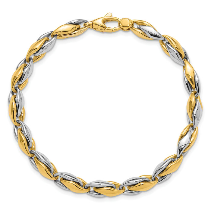 14K Solid Two Tone Gold Chain Bracelet