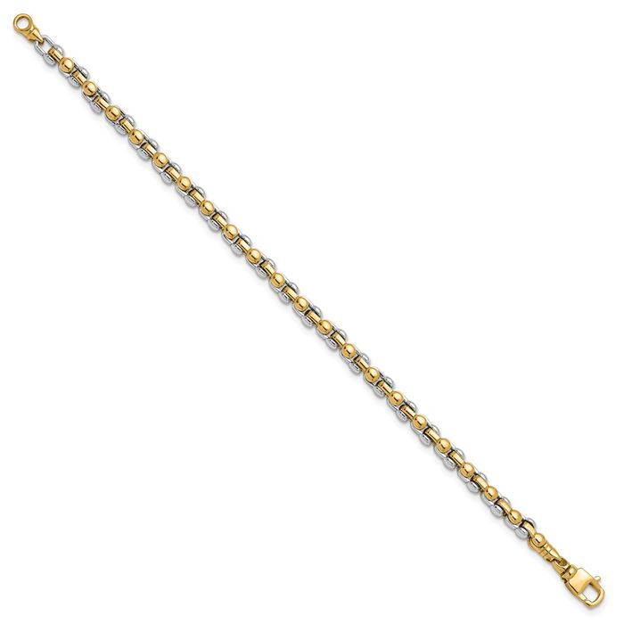 14K Solid Two Tone Gold 5.7mm Link Chain Bracelet