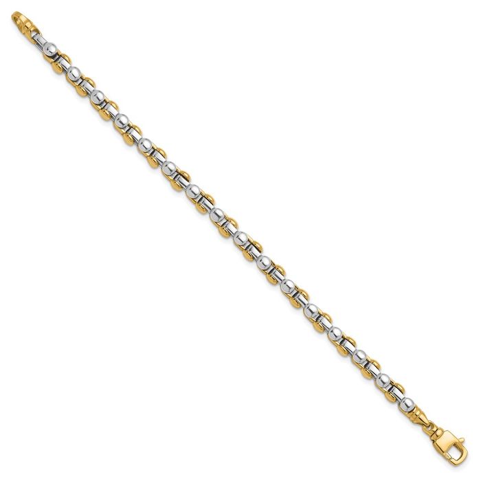 14K Solid Two Tone Gold 6.5mm Link Chain Bracelet