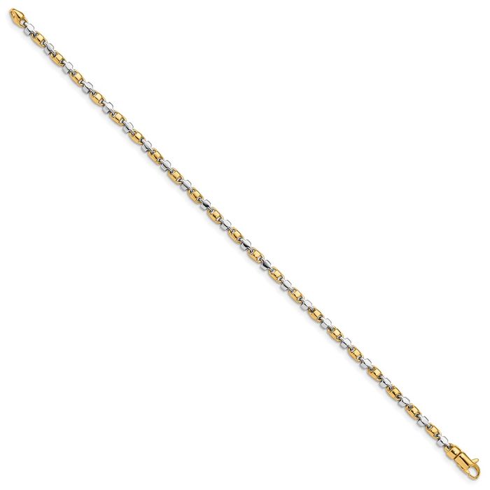 14K Solid Two Tone Gold 2.6mm Link Chain Bracelet