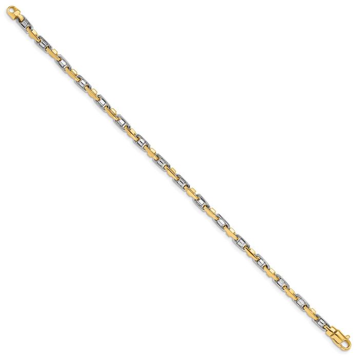 14K Solid Two Tone Gold 3.5mm Link Chain Bracelet