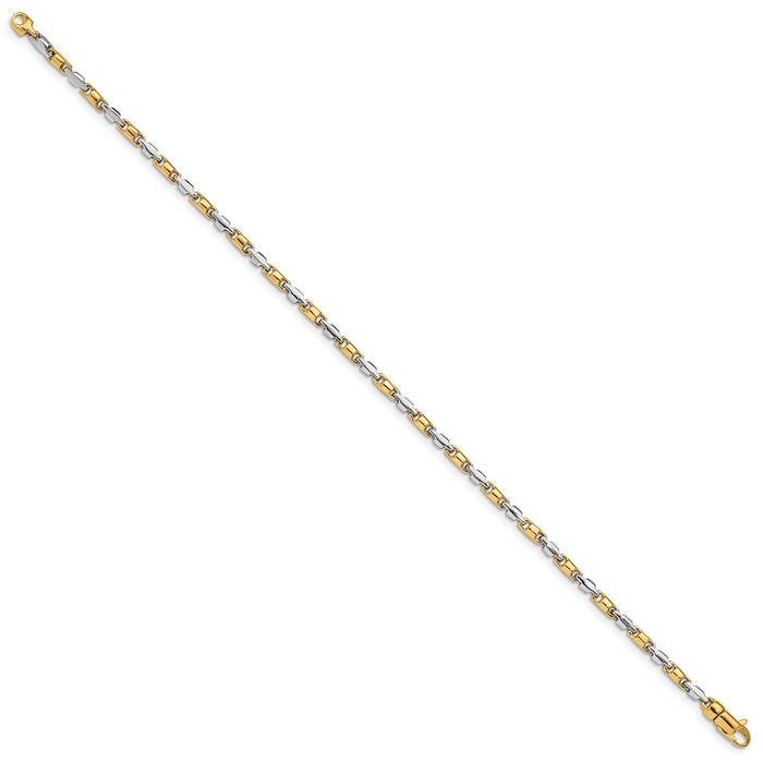 14K Solid Two Tone Gold 2.5mm Link Chain Bracelet