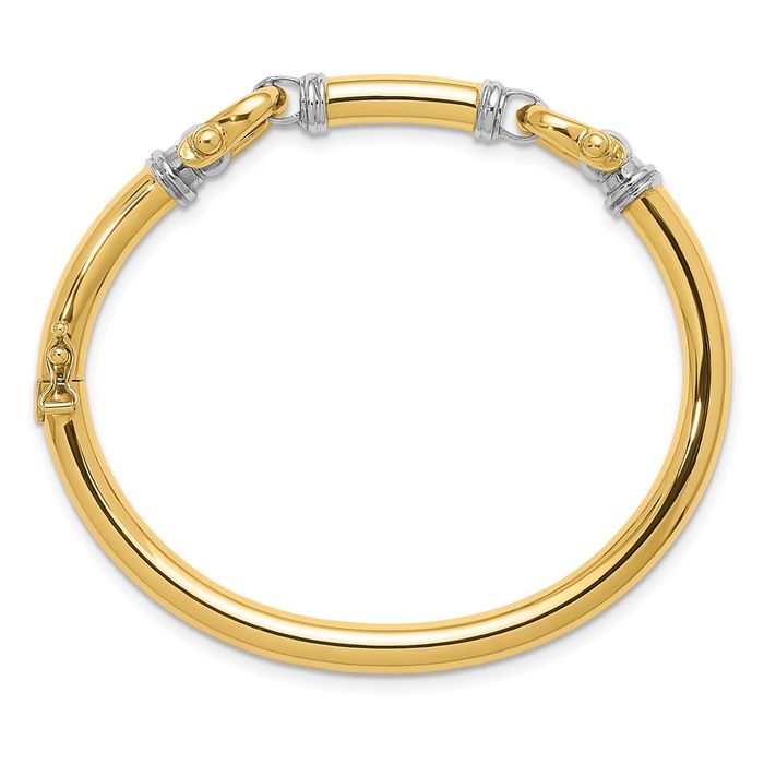 14K Solid Two Tone Gold Anchor Mariner Link Bangle Bracelet