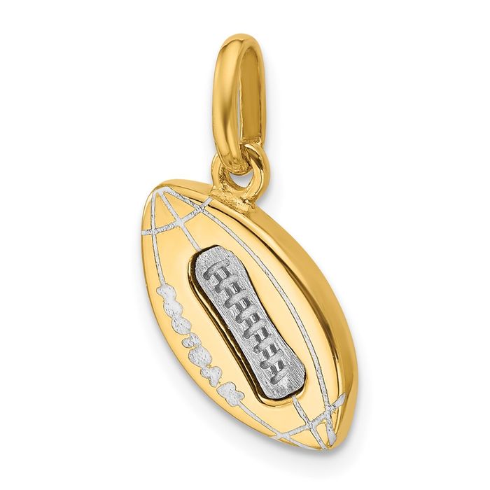 14K Solid Two Tone Gold White Football Necklace Charm Sports Pendant