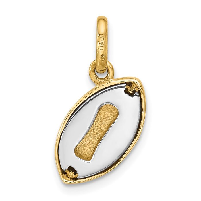 14K Solid Two Tone Gold White Football Necklace Charm Sports Pendant