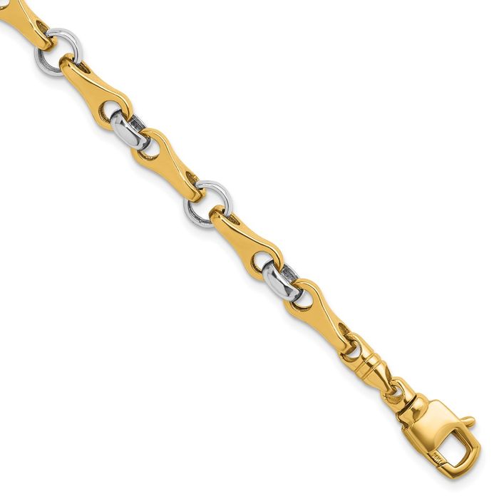 14K Solid Two Tone Gold White Link Chain Bracelet