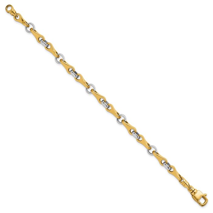 14K Solid Two Tone Gold White Link Chain Bracelet