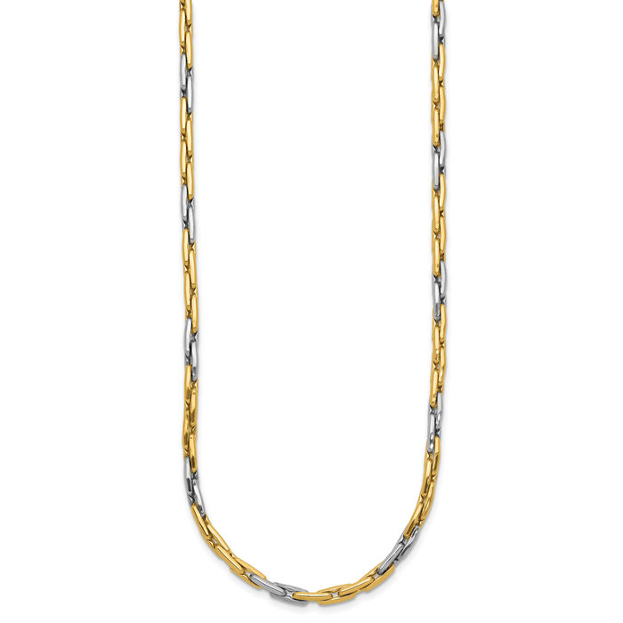 14K Solid Two Tone Gold Link Chain Necklace