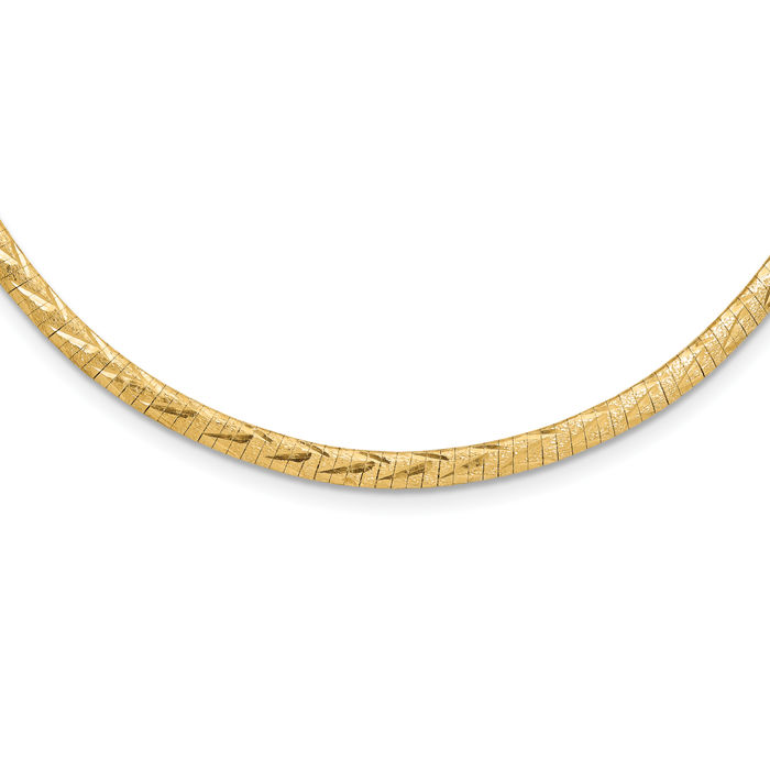 14K Solid Two Tone Gold Reversible Adjustable Cubetto Omega Snake Chain Herringbone Necklace