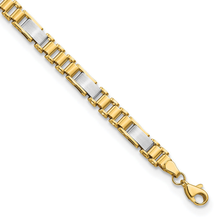 14K Solid Two Tone Gold Link Chain Bracelet