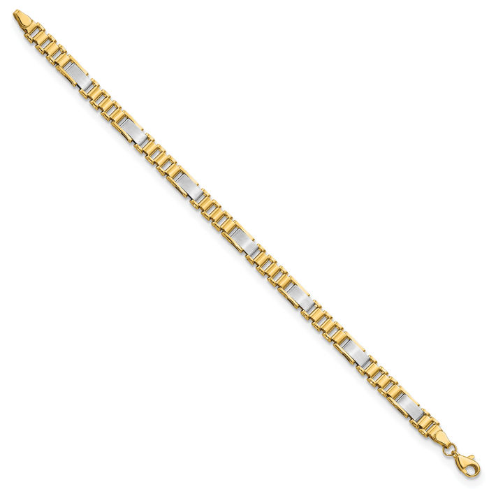 14K Solid Two Tone Gold Link Chain Bracelet