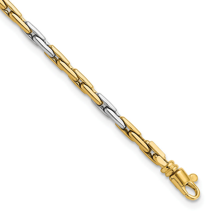 14K Solid Two Tone Gold Link Chain Bracelet