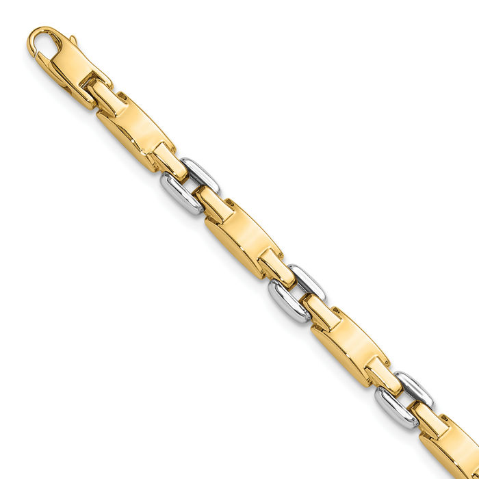 14K Solid Two Tone Gold Link Chain Bracelet