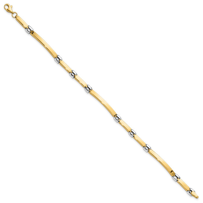 14K Solid Two Tone Gold Link Chain Bracelet