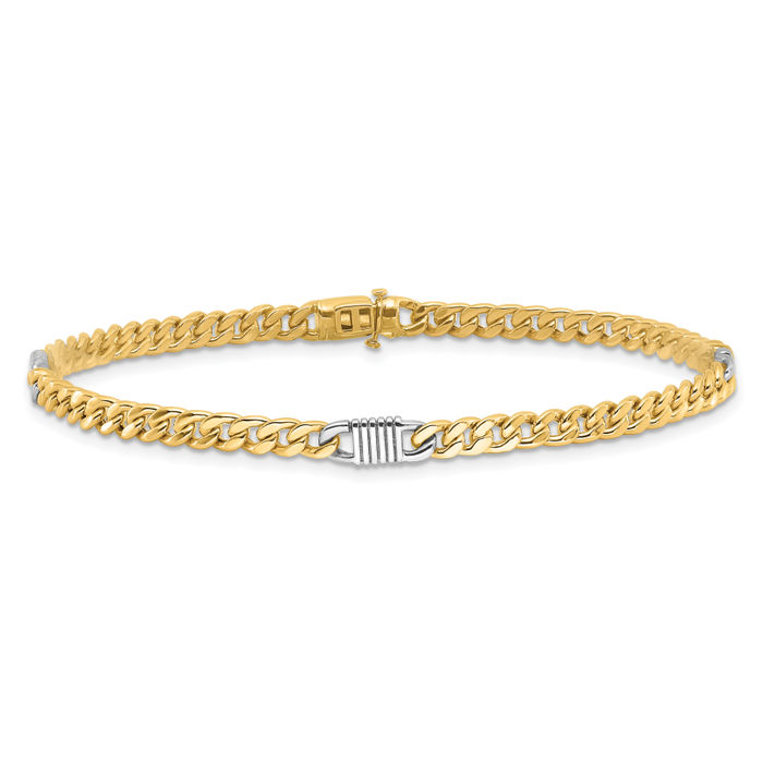 14K Solid Two Tone Gold Link Chain Bracelet - Picture 10 of 12