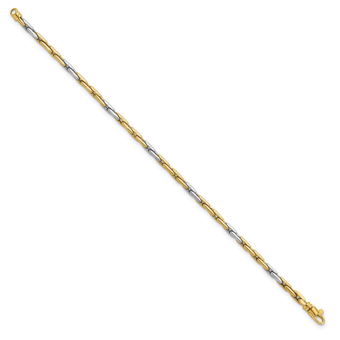 14K Solid Two Tone Gold Link Chain Bracelet