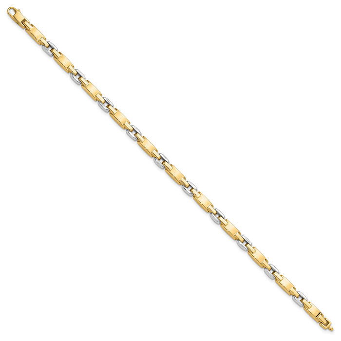 14K Solid Two Tone Gold Link Chain Bracelet