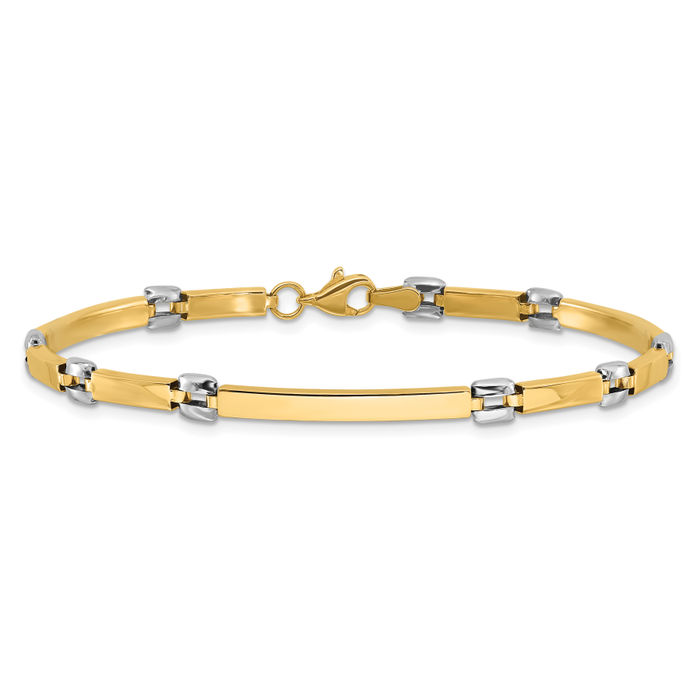 14K Solid Two Tone Gold Link Chain Bracelet - Picture 9 of 12