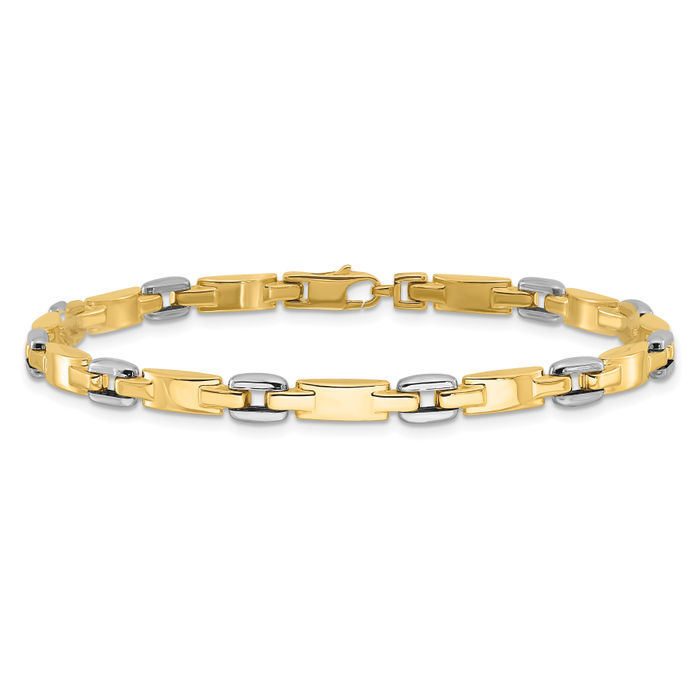 14K Solid Two Tone Gold Link Chain Bracelet