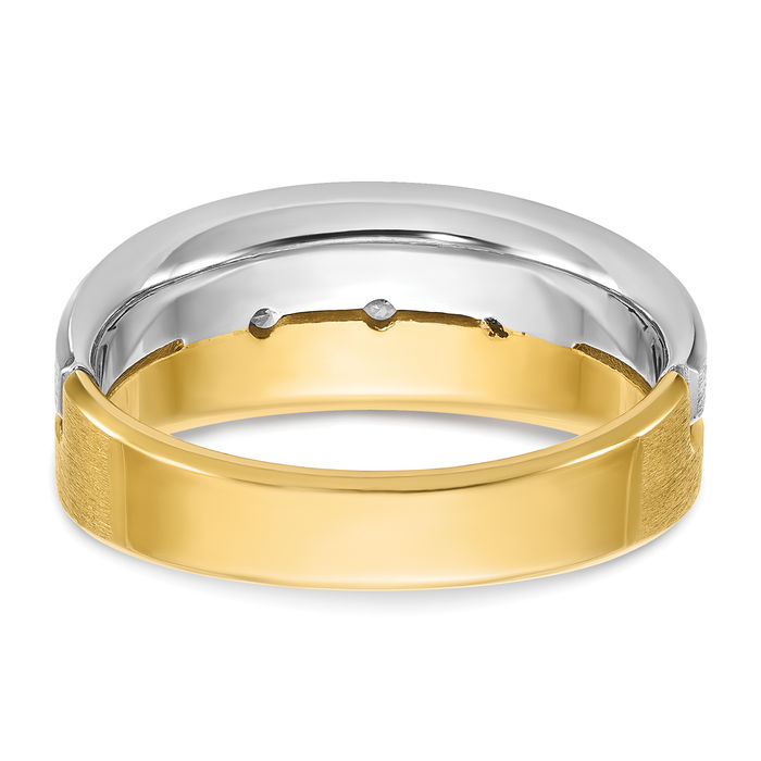 14K Solid Two Tone Gold Mens Diamond Ring