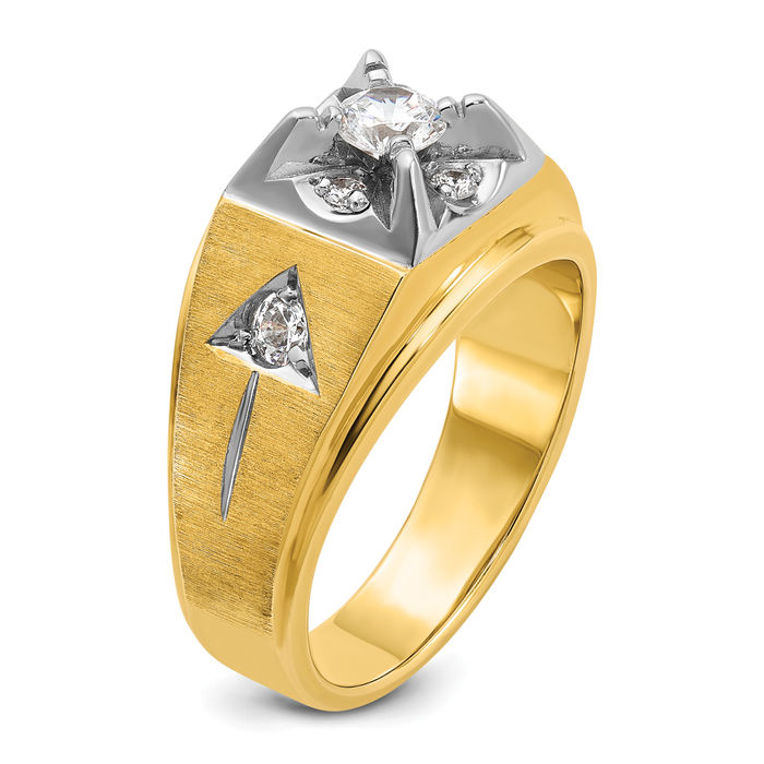 14K Solid Two Tone Gold Mens Diamond Ring