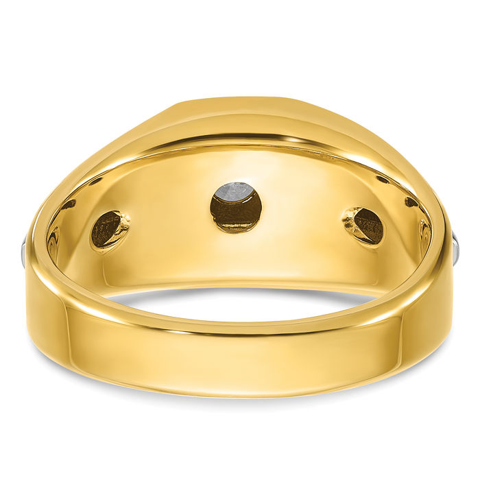 14K Solid Two Tone Gold Mens Diamond Ring