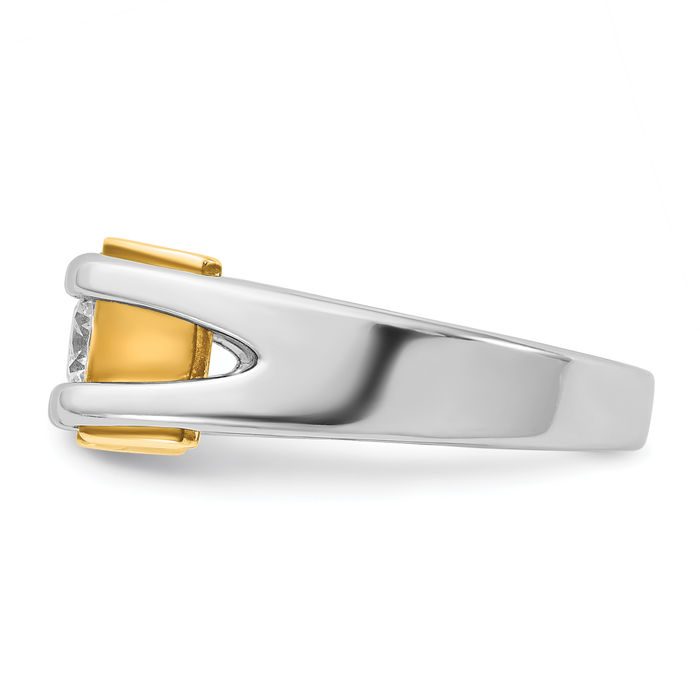 14K Solid Two Tone Gold Mens Diamond Ring