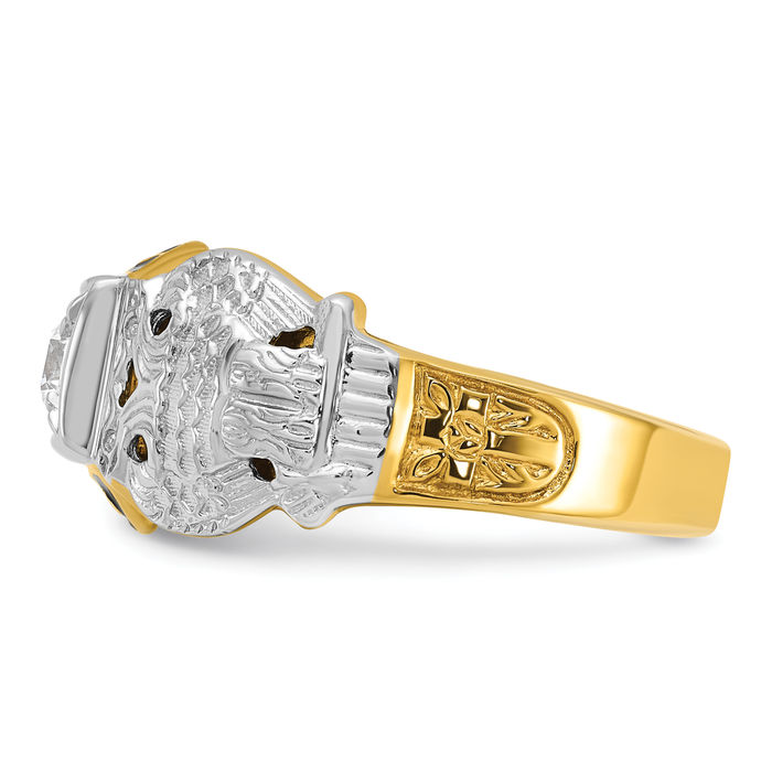 14K Solid Two Tone Gold Mens Multi-color Diamond Masonic Shriners Ring - Picture 17 of 112