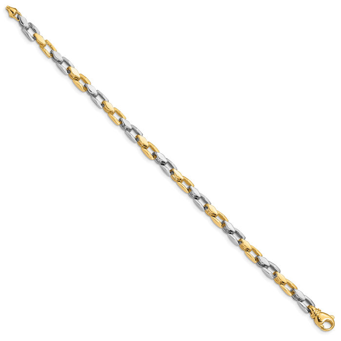 14K Solid Two Tone Gold 4.5mm Link Chain Bracelet