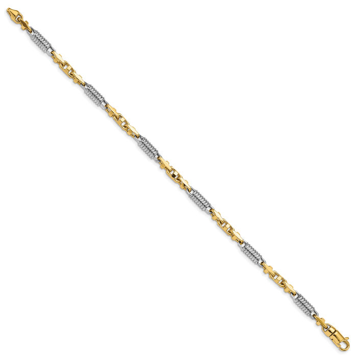 14K Solid Two Tone Gold 4.6mm Link Chain Bracelet