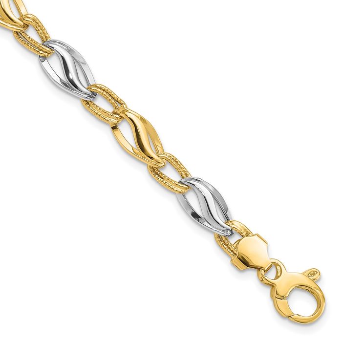 14K Solid Two Tone Gold Chain Bracelet