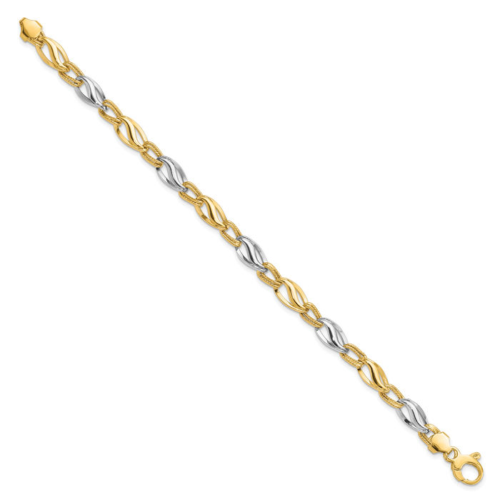 14K Solid Two Tone Gold Chain Bracelet