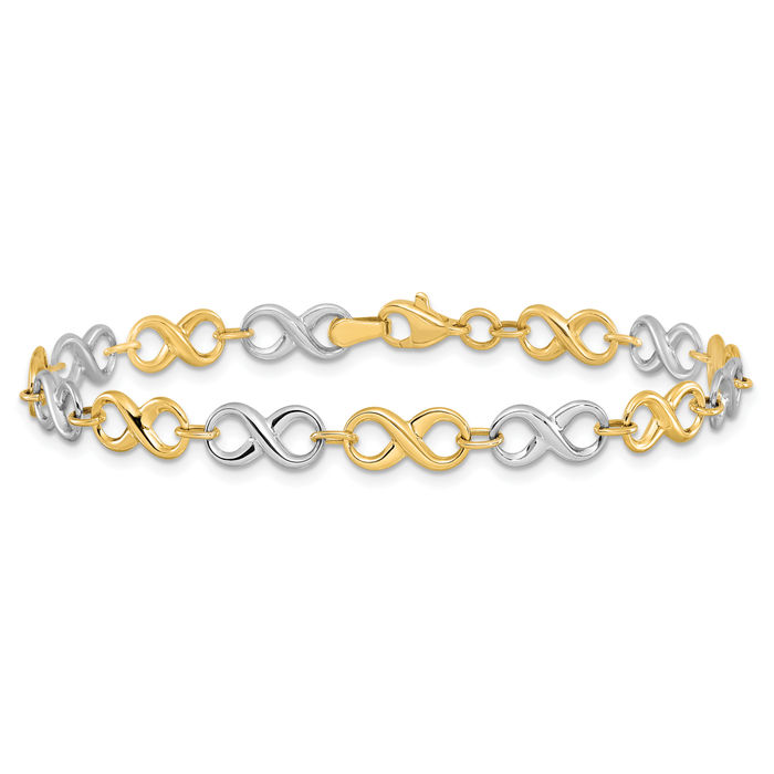 14K Solid Two Tone Gold Chain Bracelet - Picture 10 of 12