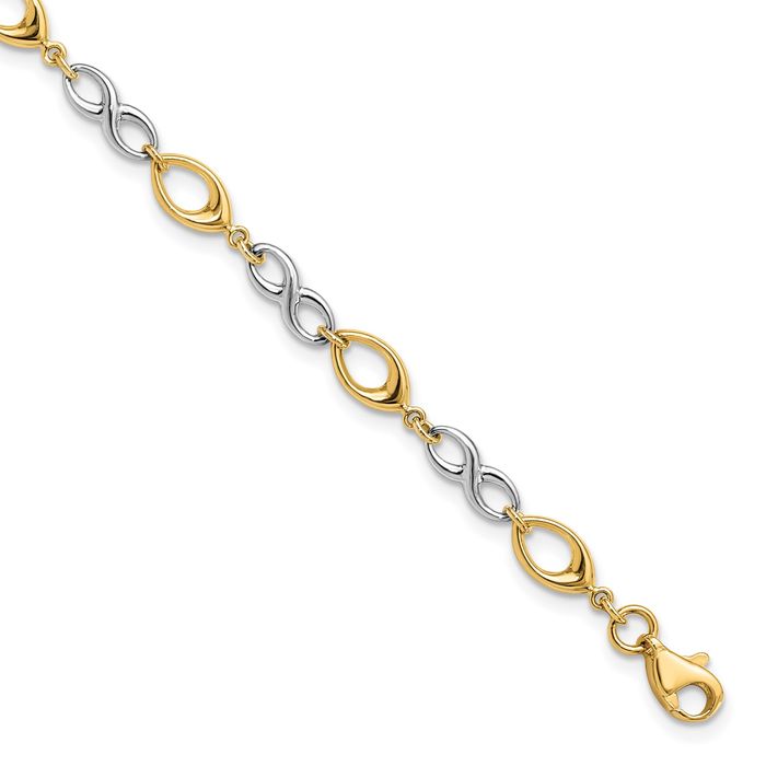 14K Solid Two Tone Gold Chain Bracelet