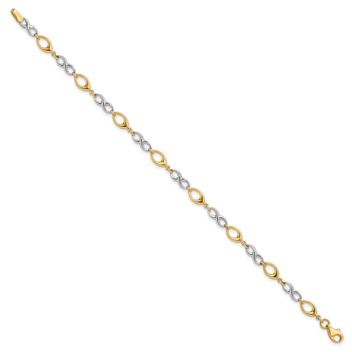 14K Solid Two Tone Gold Chain Bracelet