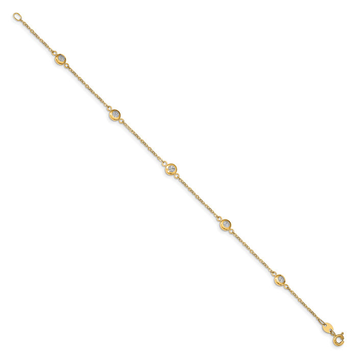 14K Solid Two Tone Gold Chain Bracelet