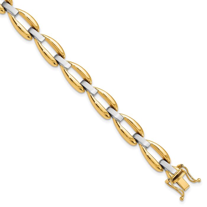 14K Solid Two Tone Gold Link Chain Bracelet