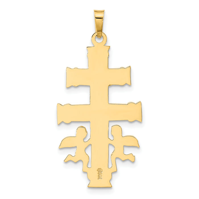 14K Solid Two Tone Gold Cara Vaca Lord Jesus Christ Crucifix Holy Cross Necklace Religious Chain Pendant Charm