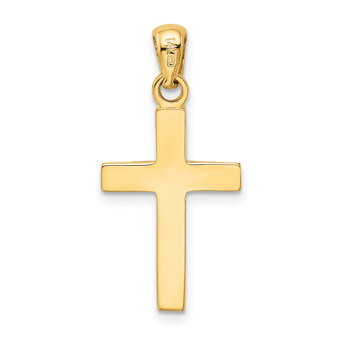 14K Solid Yellow Gold Latin Mexican Holy Cross Necklace Religious Chain Pendant Jesus Christ Charm