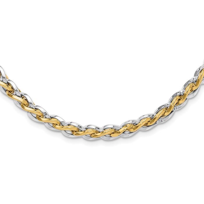 14K Solid Two Tone Gold Link Chain Necklace