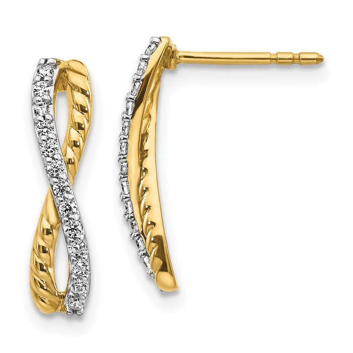 Solid 14K Yellow Gold Diamond Cut Infinity Twist store Drop Earrings