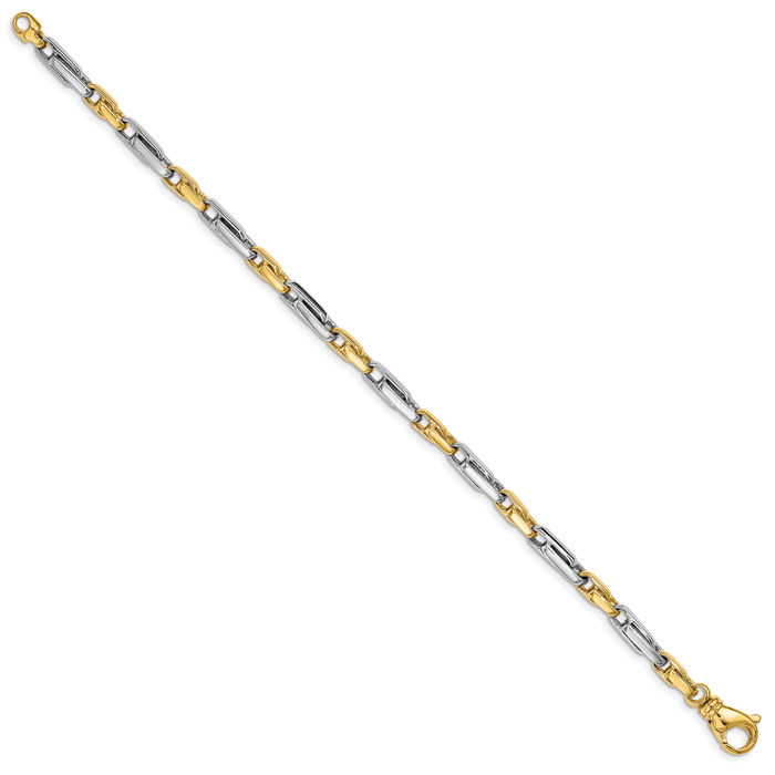 14K Solid Two Tone Gold 5mm Link Chain Bracelet