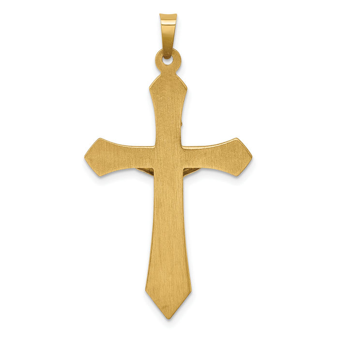 14K Solid Two Tone Gold Inri Lord Jesus Christ Crucifix Holy Cross Necklace Religious Chain Pendant Charm