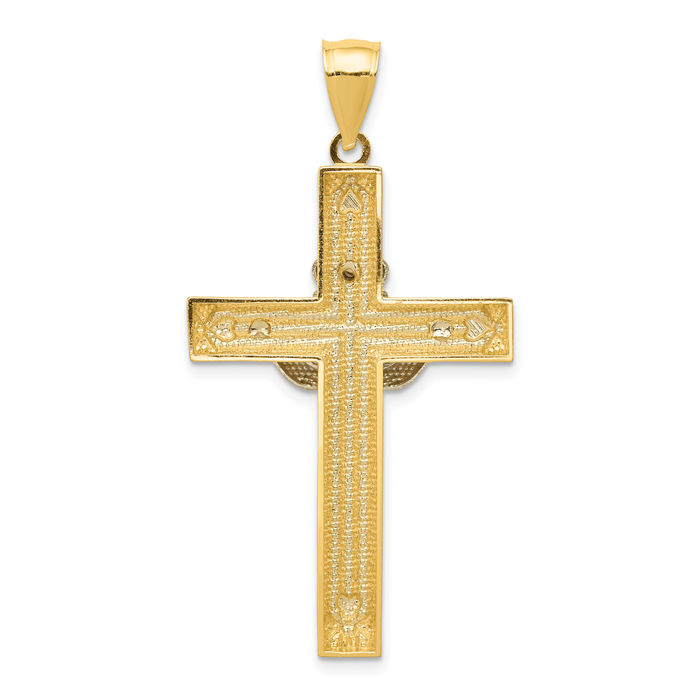 New top 2 Tone 14k Gold Cross with Heart Charm Pendant