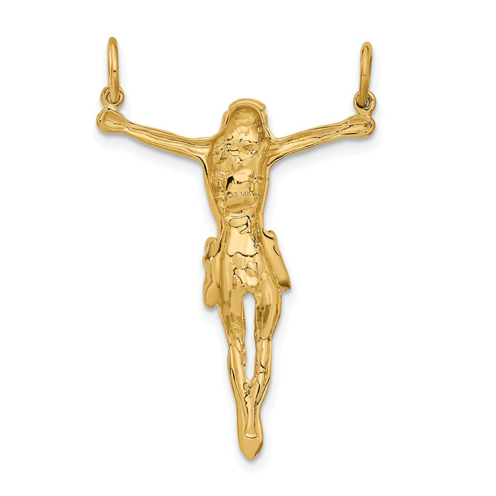 14K Solid Two Tone Gold Rose Corpus Jesus Christ Necklace Religious Chain Pendant Christian Faith Charm